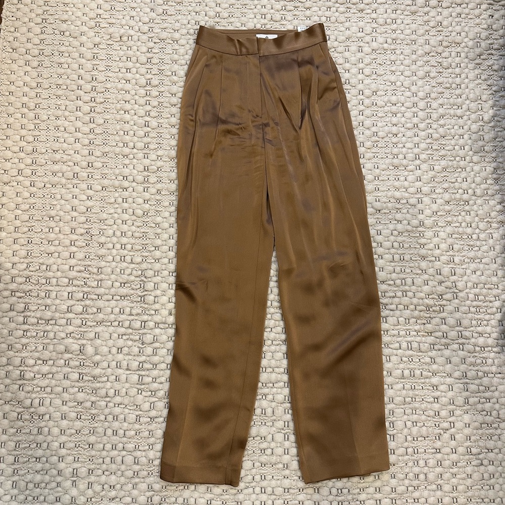 Babaton pleated satin pants in color Saville